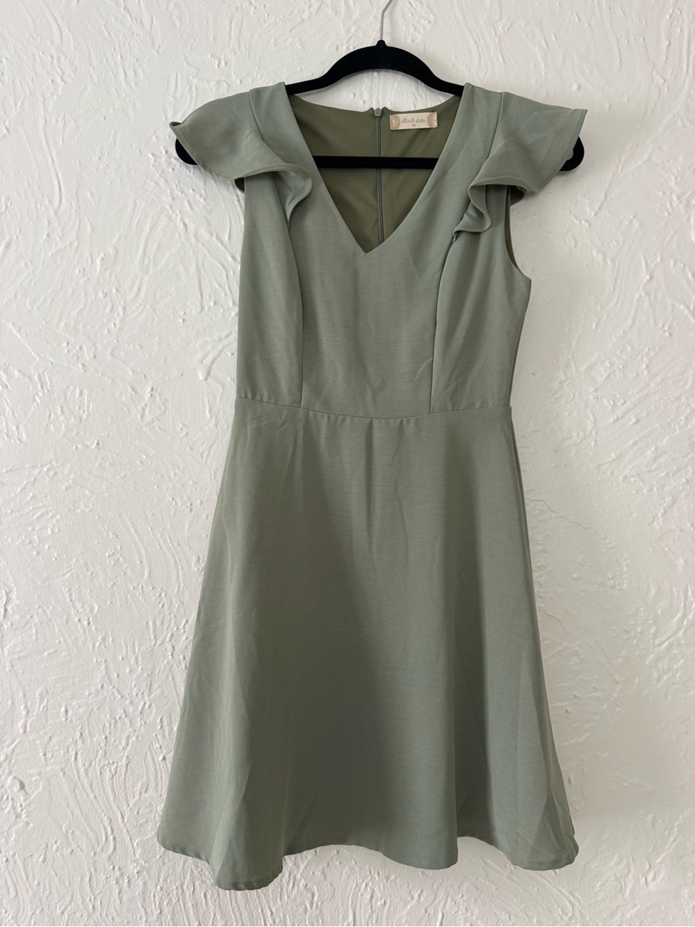 Altar'd State Sage Green Flutter Sleeve V-Neck Mini Dress